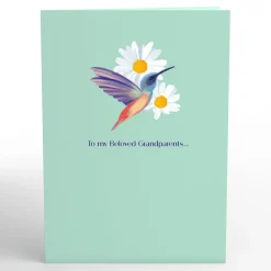 Lovepop Greeting Cards|Grandparents' Day 9/7|Beloved Grandparents Daisy Patch Hummingbirds Pop-Up Card