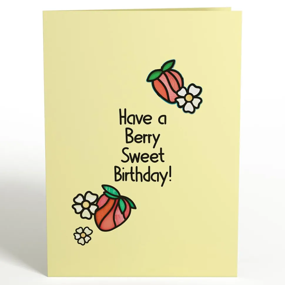 Lovepop Suncatcher Cards|Birthday|Berry Sweet Birthday Strawberries Suncatcher Card