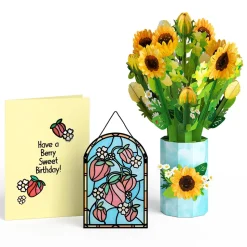 Lovepop Pop-Up Bouquets|Card & Gift Bundles|Berry Sweet Birthday Suncatcher Card & Pop-Up Bouquet Bundle