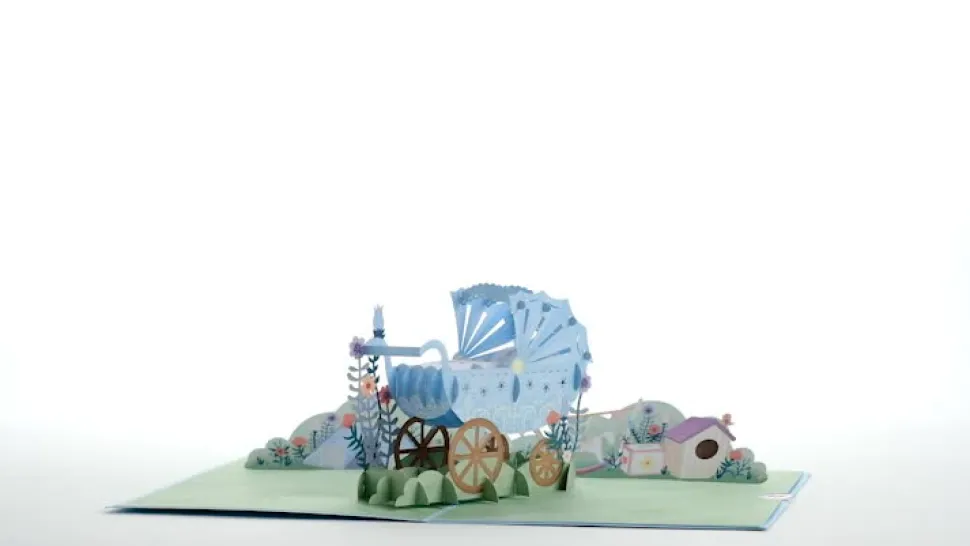 Kids Lovepop Baby|Kids|Blue Baby Carriage Pop-Up Card