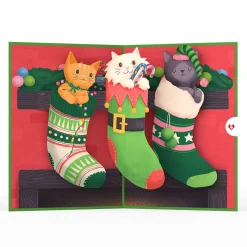 Lovepop Greeting Cards|Christmas 12/25|Christmas Cat Stockings Pop-Up Card