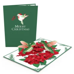Lovepop Card & Gift Bundles|Christmas 12/25|Christmas Hummingbirds Card & Poinsettia Bouquet Bundle