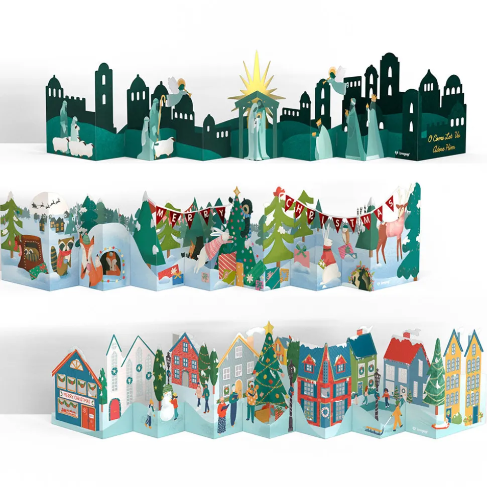 Lovepop Decor|Christmas 12/25|Christmas Loooooong Card™ 3-Pack (Expands to 2 feet)