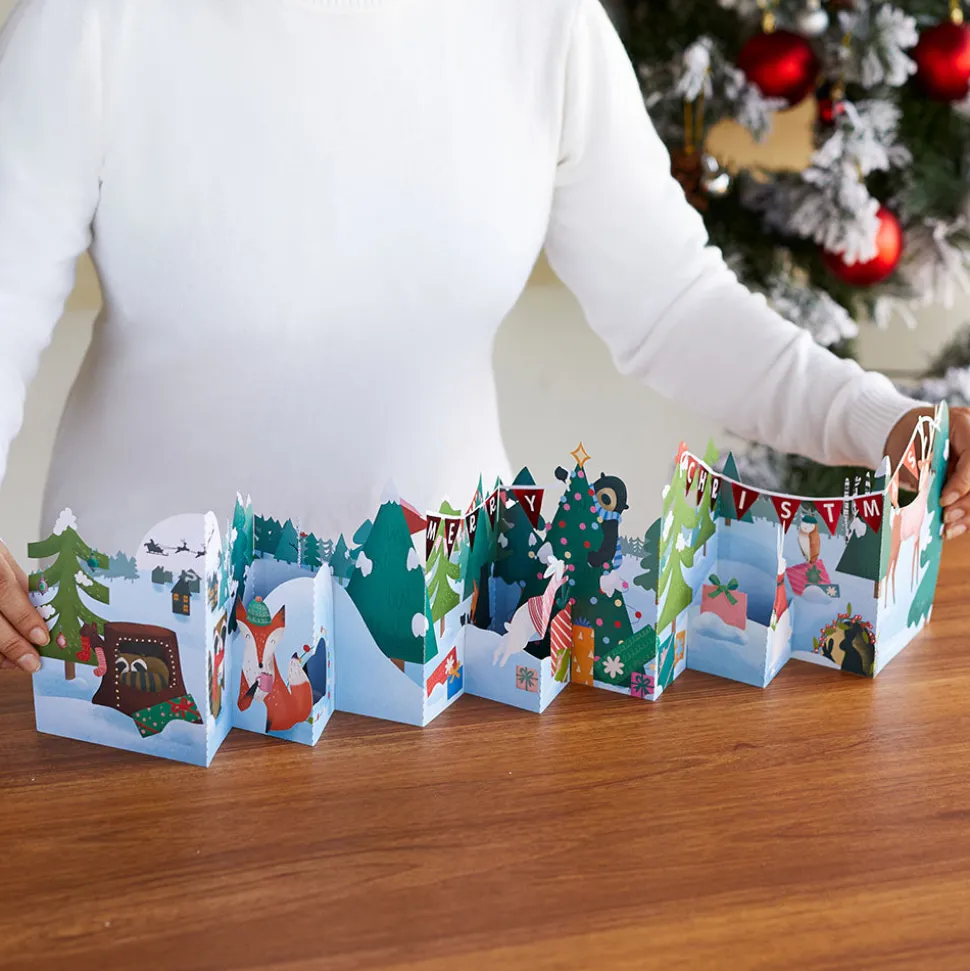 Lovepop Decor|Christmas 12/25|Christmas Woodland Scene Loooooong Card™ (Expands to 2 feet)