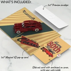 Lovepop Birthday|Classic Car 80th Birthday Pop-Up Card and Sentiment Set