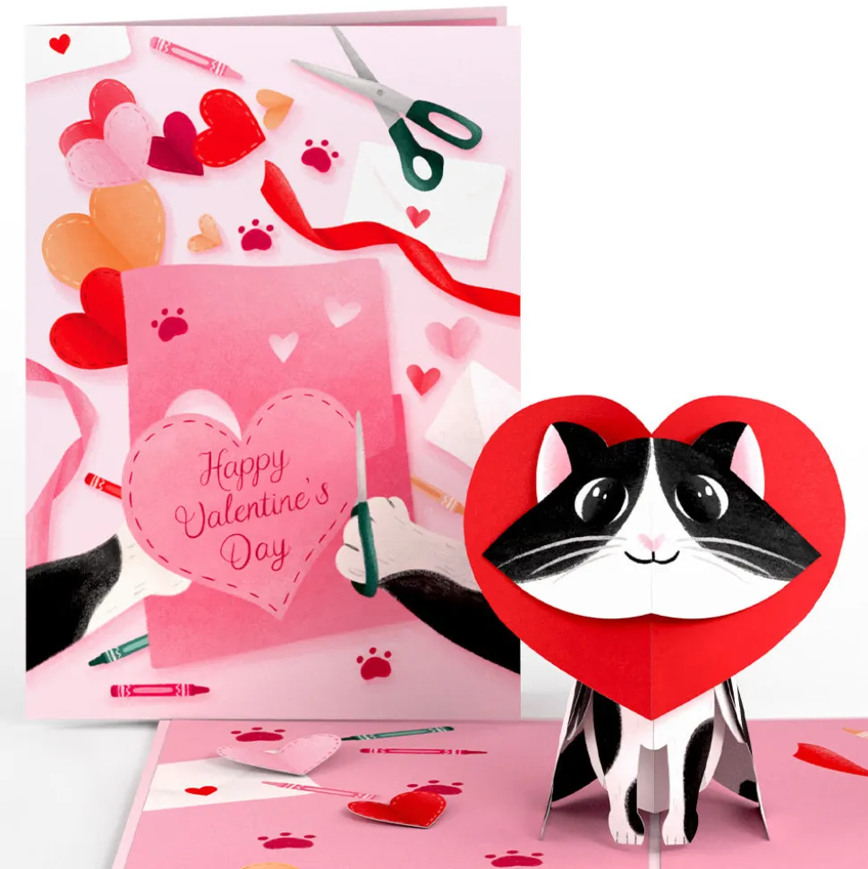 Kids Lovepop Greeting Cards|Valentine'S Day 2/14|Crafty Cat Valentine’s Day Surprise Pop-Up Card