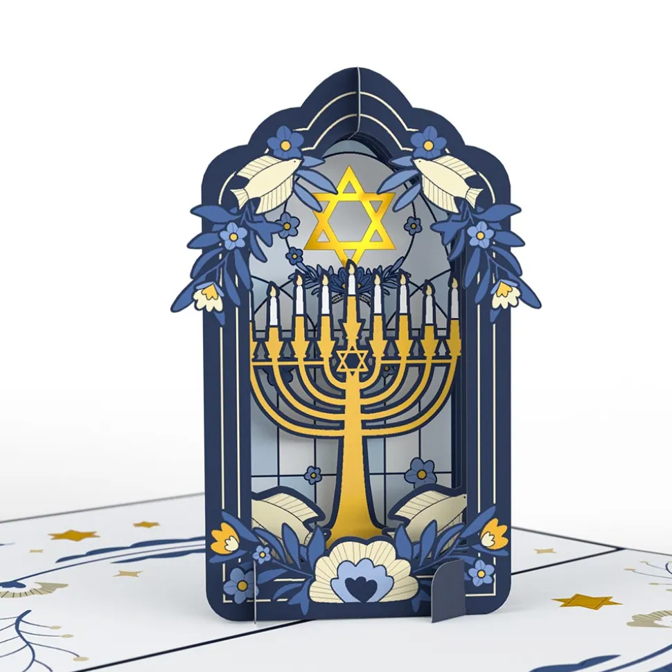 Lovepop Greeting Cards|Hanukkah 12/14|Elegant Stained Glass Hanukkah Pop-Up Card