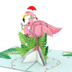 Lovepop Greeting Cards|Christmas 12/25|Festive Flamingo Pop-Up Card