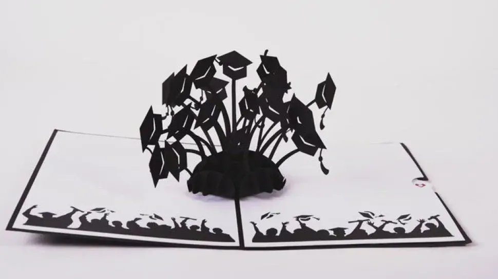 Lovepop Greeting Cards|Congratulations|Graduation Hats Black Pop-Up Card