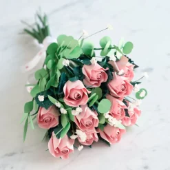 Lovepop Pop-Up Bouquets|Handcrafted Paper Flowers|Handcrafted Paper Flowers: Pink Roses (12 Stems) with Monarch Butterfly Pop-Up Card