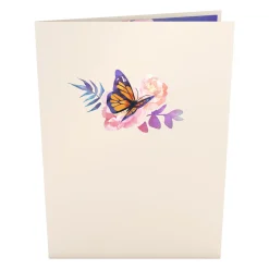 Lovepop Pop-Up Bouquets|Card & Gift Bundles|Handcrafted Paper Flowers: Pink Roses (6 Stems) with Monarch Butterfly Pop-Up Card