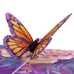 Lovepop Pop-Up Bouquets|Card & Gift Bundles|Handcrafted Paper Flowers: Pink & Purple Roses (6 Stems) with Monarch Butterfly Pop-Up Card
