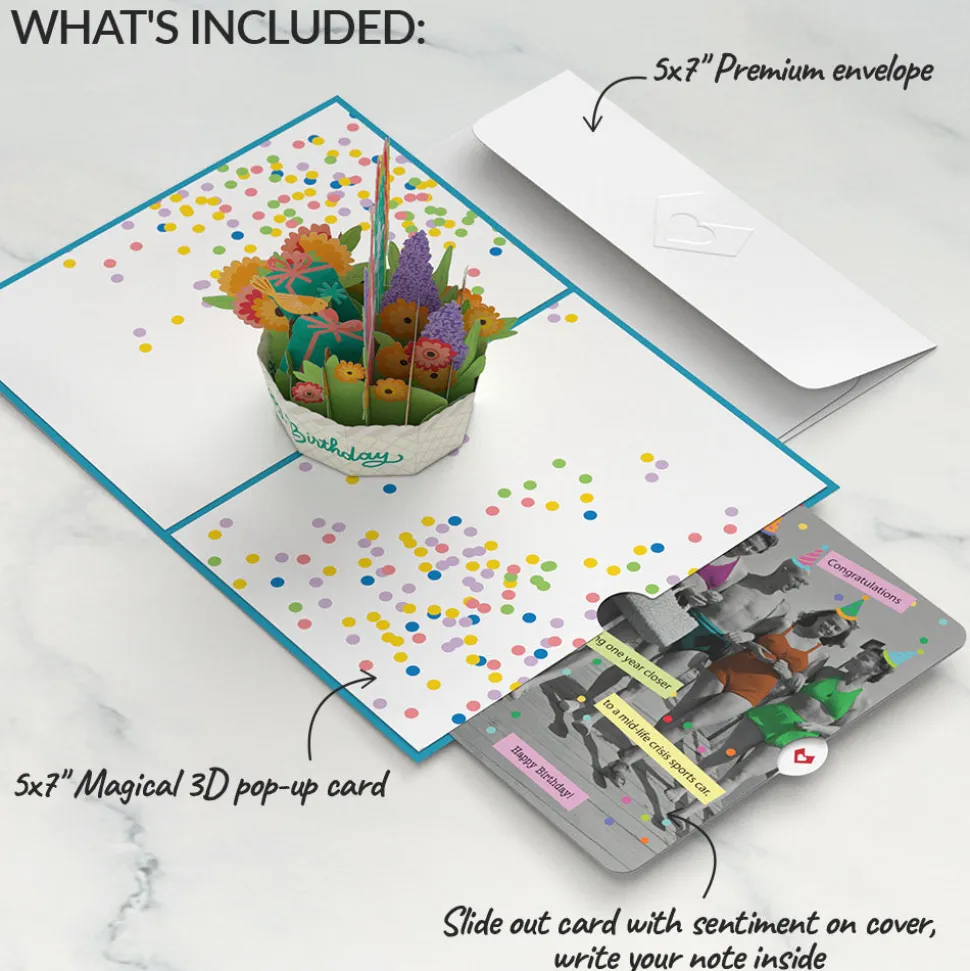 Lovepop Birthday|Happy Birthday Basket Pop-Up Card and Sentiment Set for Any Woman