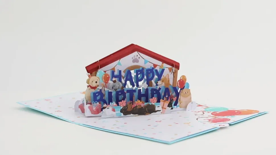 Kids Lovepop Greeting Cards|Birthday|Happy Birthday Dogs Pop-Up Card