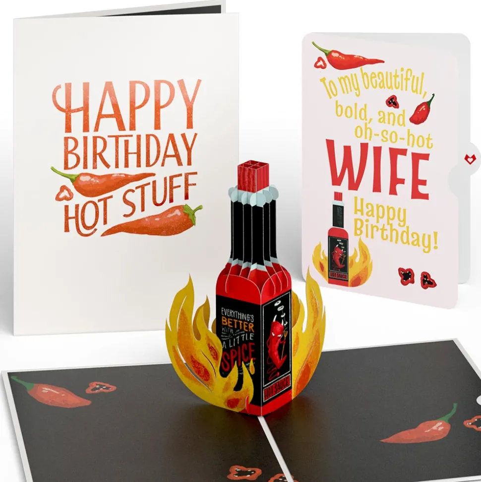 Lovepop Birthday|Her|Happy Birthday Hot Stuff Pop-Up Card and Sentiment Set for Wife