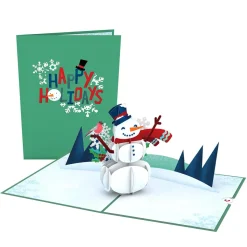 Kids Lovepop Greeting Cards|New Year 1/1|Happy Holidays Snowman Pop-Up Card