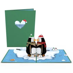 Kids Lovepop Greeting Cards|Christmas 12/25|Holiday Penguins Pop-Up Card