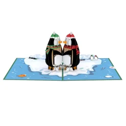 Kids Lovepop Greeting Cards|Christmas 12/25|Holiday Penguins Pop-Up Card