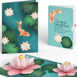 Lovepop Birthday|Koi Fish and Lotus Birthday Pop-Up Card and Sentiment Set for Granddaughter