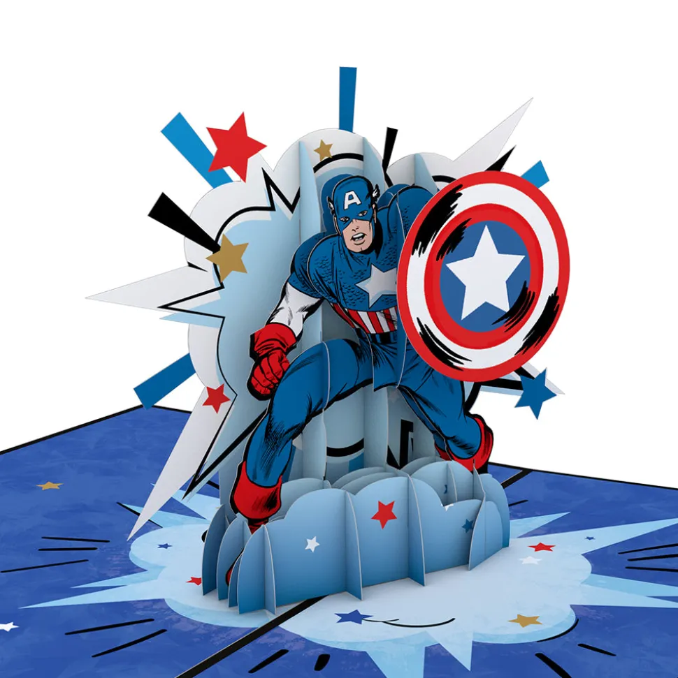 Kids Lovepop Greeting Cards|Birthday|Marvel's Avengers Captain America Birthday Pop-Up Card
