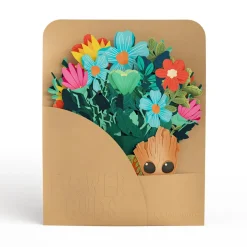 Lovepop Pop-Up Bouquets|Card & Gift Bundles|Marvel's Guardians of the Galaxy Groot Birthday Pop-Up Card & Flower Buds Bouquet Bundle