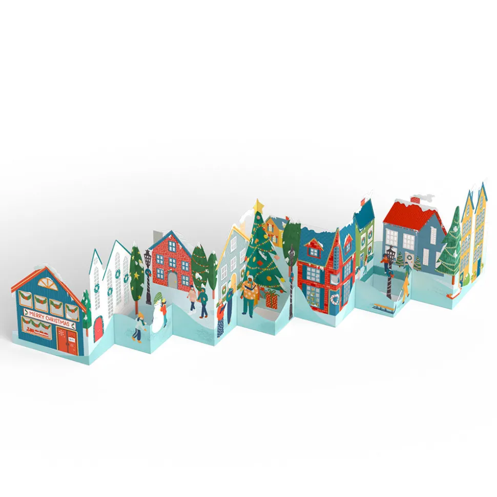 Lovepop Christmas 12/25|Merry Christmas Village Loooooong Card™ (Expands to 2 feet)
