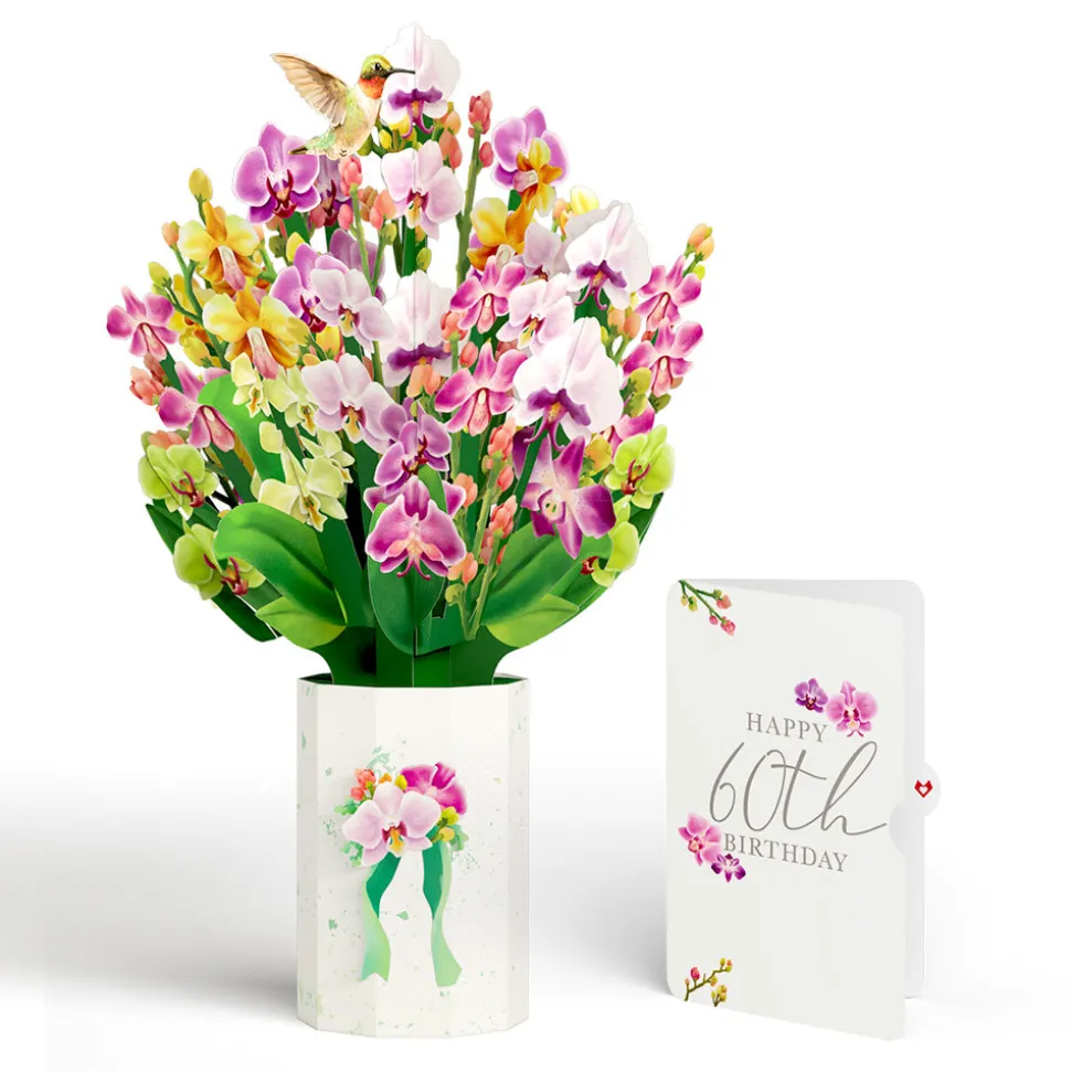 Lovepop Pop-Up Bouquets|Orchid 60th Birthday Bouquet and Sentiment Set