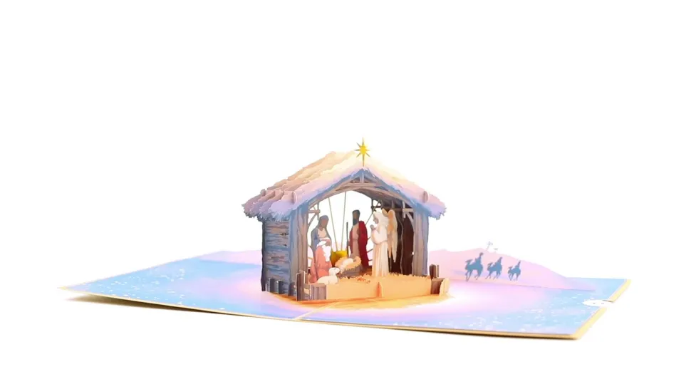 Lovepop Greeting Cards|Religious|Painted Nativity Pop-Up Card