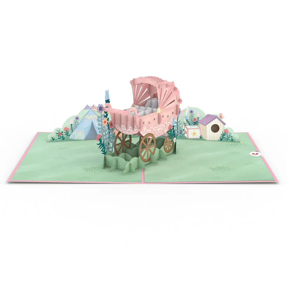 Kids Lovepop Greeting Cards|Baby|Pink Baby Carriage Pop-Up Card