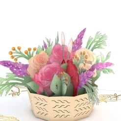 Lovepop Greeting Cards|Birthday|Pink Rose Basket Pop-Up Card
