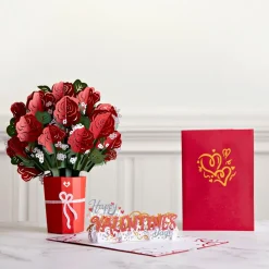 Lovepop Pop-Up Bouquets|Card & Gift Bundles|Red Rose Valentine’s Day Bundle