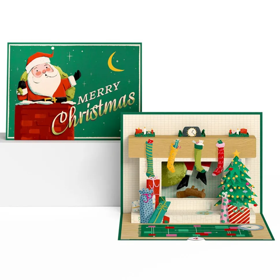 Lovepop Greeting Cards|Christmas 12/25|Santa Down the Chimney Christmas Pop-Up Card