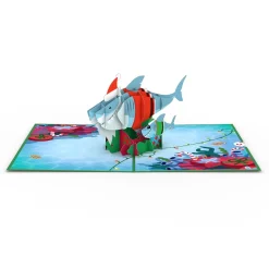 Kids Lovepop Greeting Cards|Christmas 12/25|Santa Shark Pop-Up Card