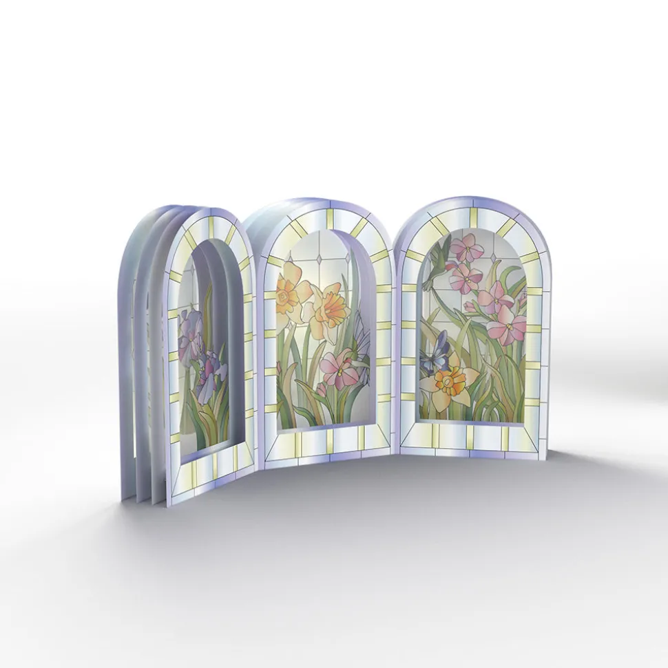 Lovepop Decor|Just Because|Stained Glass Floral Triptych Pop-Up Gift