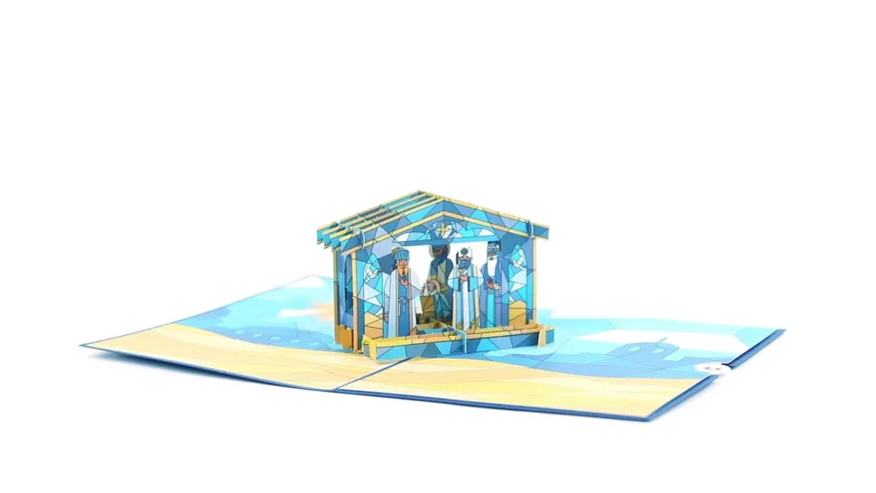 Lovepop Greeting Cards|Religious|Stained Glass Nativity Pop-Up Card