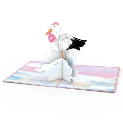 Lovepop Baby|Congratulations|Stork Baby Pink Pop-Up Card