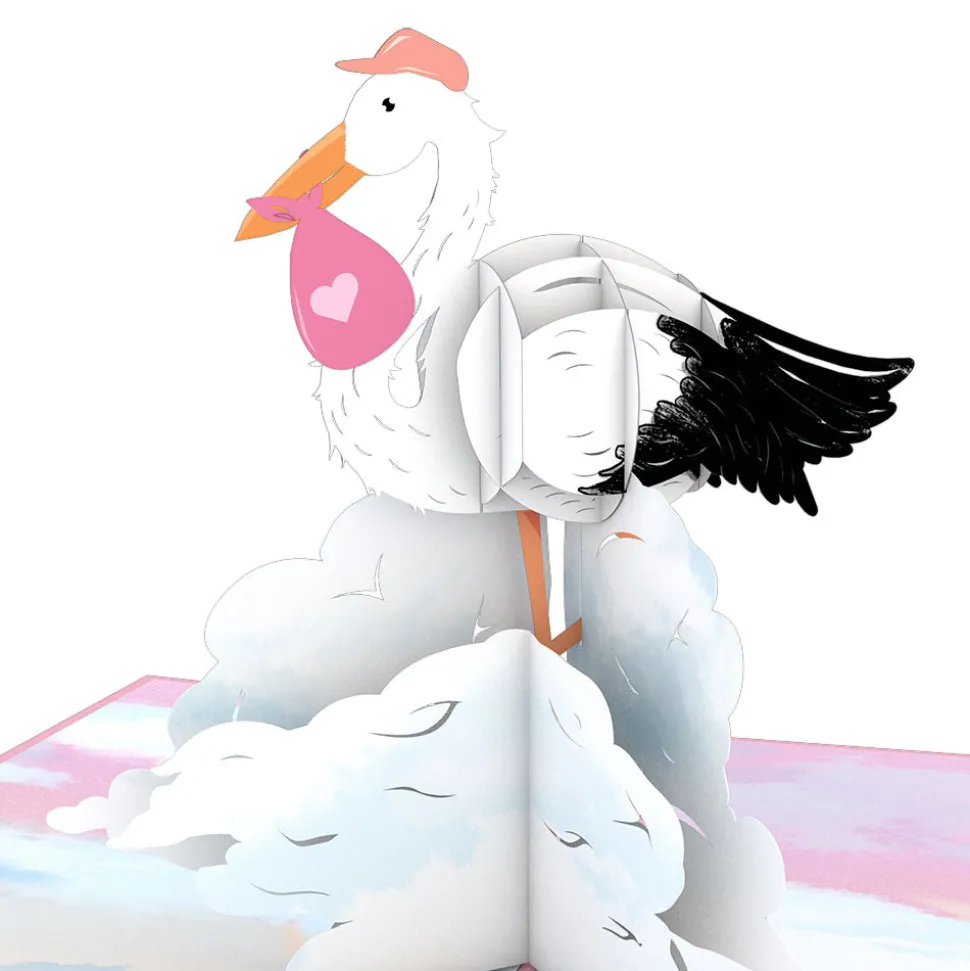 Lovepop Baby|Congratulations|Stork Baby Pink Pop-Up Card