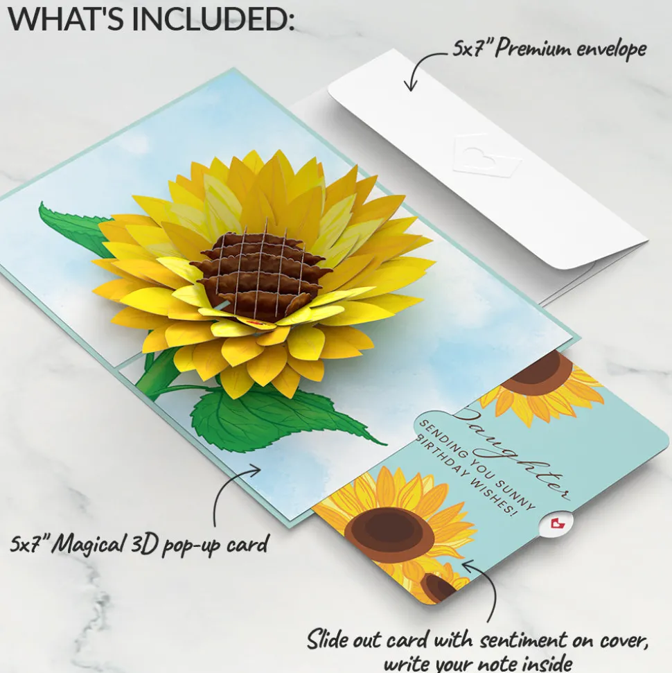 Lovepop Birthday|Sunflower Birthday Pop-Up Card and Sentiment Set for Daughter