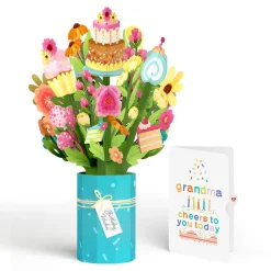 Lovepop Pop-Up Bouquets|Birthday|Sweet Birthday Wishes Bouquet and Sentiment Set for Grandma