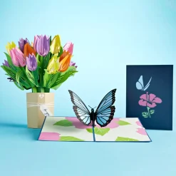Lovepop Pop-Up Bouquets|Card & Gift Bundles|Tulip & Blue Morpho Butterfly Bundle