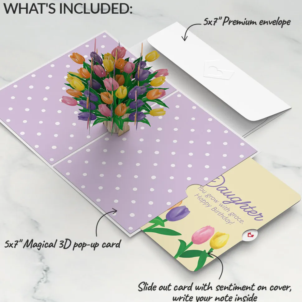 Lovepop Birthday|Tulips Birthday Pop-Up Card and Sentiment Set for Daughter