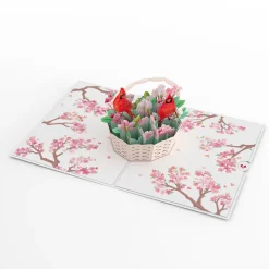 Lovepop Pop-Up Bouquets|Card & Gift Bundles|Valentine’s Cherry Blossom with Cardinals Pop-Up Card & Bouquet Bundle