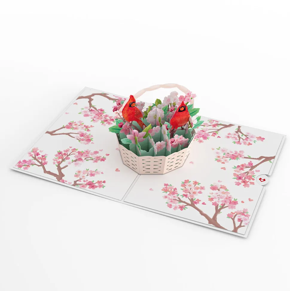 Lovepop Pop-Up Bouquets|Card & Gift Bundles|Valentine’s Cherry Blossom with Cardinals Pop-Up Card & Bouquet Bundle
