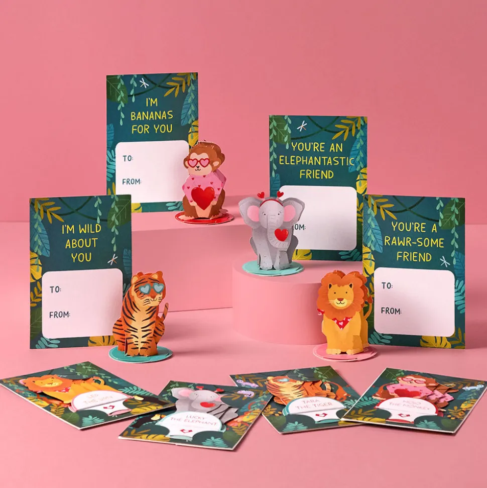 Kids Lovepop Valentine'S Day 2/14|Kids|Valentine’s Day Safari Assorted Cards Kids Classroom 24-Pack