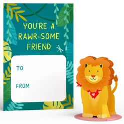 Kids Lovepop Valentine'S Day 2/14|Kids|Valentine’s Day Safari Assorted Cards Kids Classroom 24-Pack