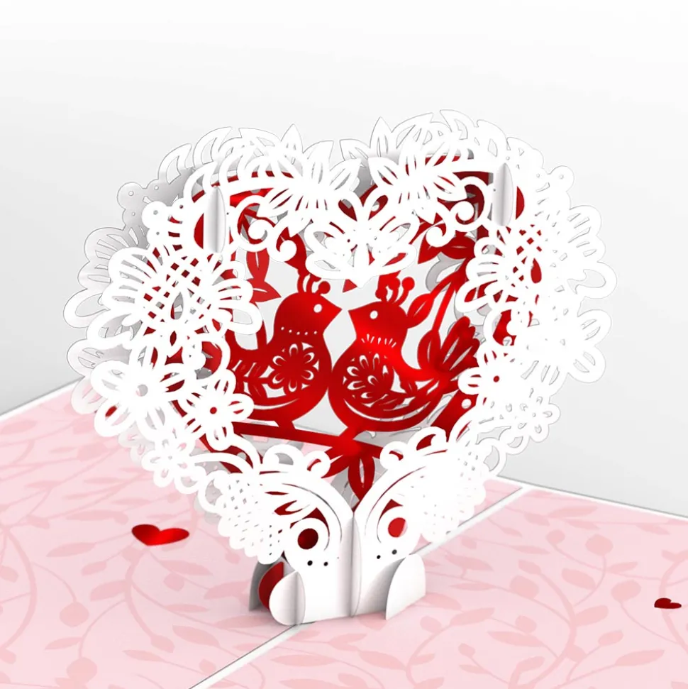 Lovepop Greeting Cards|Anniversary|Vintage Love Birds Valentine's Day Pop-Up Card