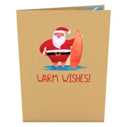 Lovepop Greeting Cards|Christmas 12/25|Warm Wishes Surfing Santa Pop-Up Card