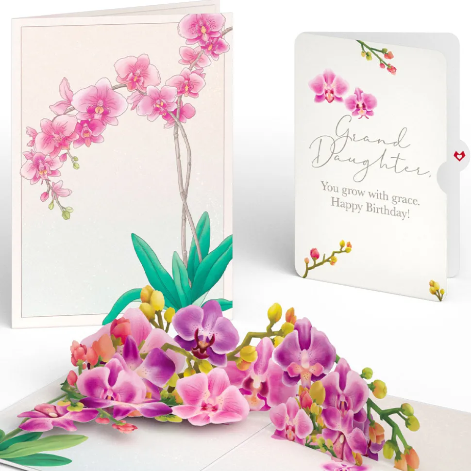 Lovepop Birthday|Watercolor Orchid Birthday Pop-Up Card and Sentiment Set for Granddaughter