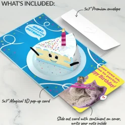 Lovepop Birthday|Whimsical Birthday Cake Slice with Cat Laser Eyes Pop-Up Card and Sentiment Set