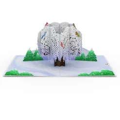 Lovepop Greeting Cards|Just Because|Winter Willow Tree Birds Pop-Up Card